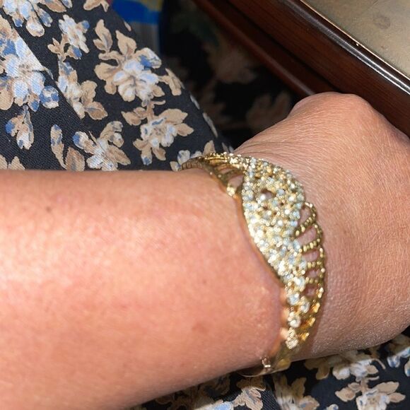 Formal Bracelet and ring gold tone crystal set - Picture 8 of 12